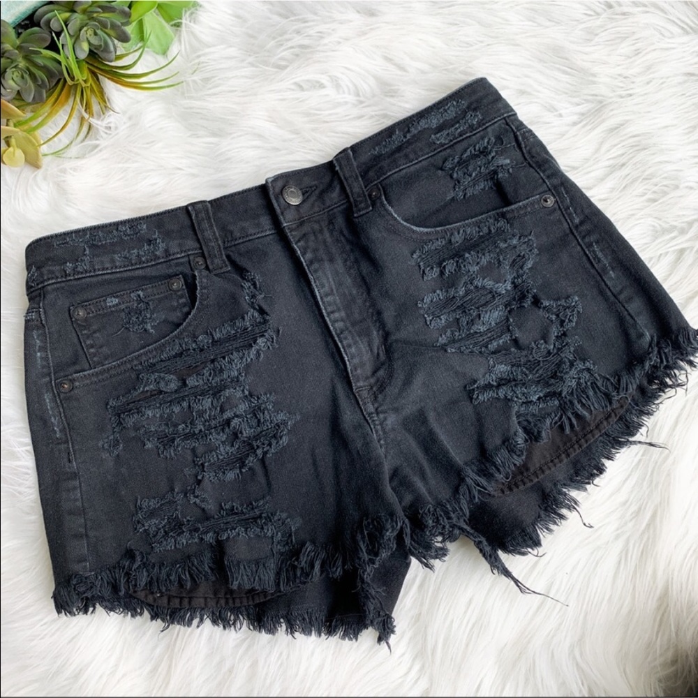 American Eagle Black Distressed Shorts